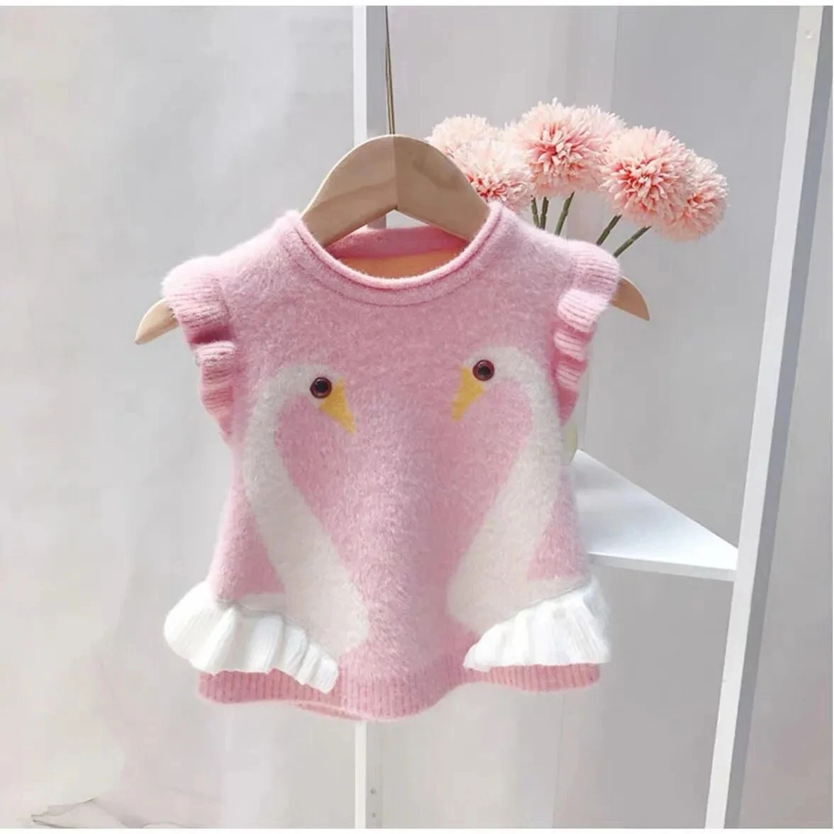 Girl Baby Pullover Vest Girls Waistcoat Sweater Children\'s Wool Vest Baby Infant Sweater Outer Wear Vest Kids Coat 0-5 Years