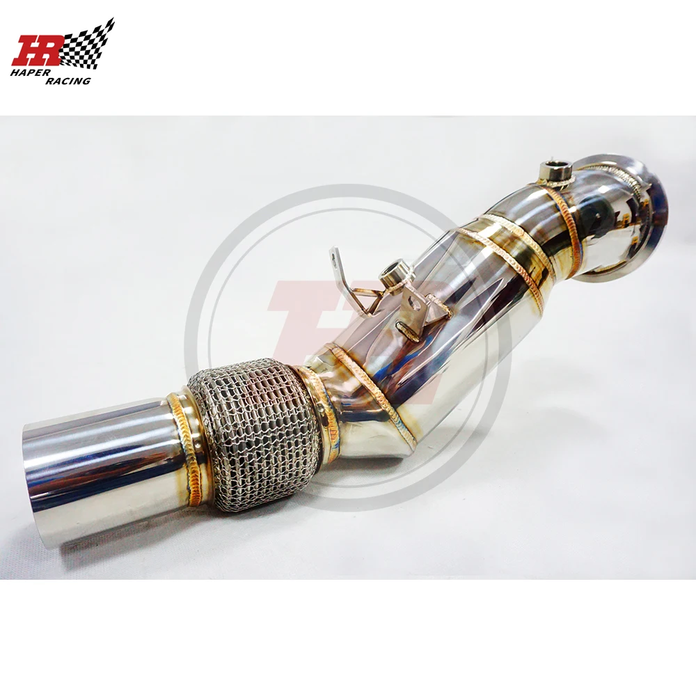 

HP RACING 3,5 ''Turbo Downpipe для двигателя B48 F30 F31 F34 320i 330e 430i 530i 2.0L 2016 + 200cell catted с тепловым экраном