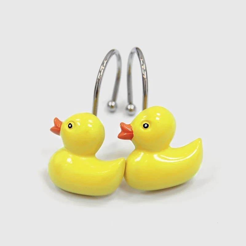 Little Yellow Duck Resin Shower Curtain Hook - Children's Favorite Baby Accessory Fun Bath Decorative Hooks Shower Curtain Ring