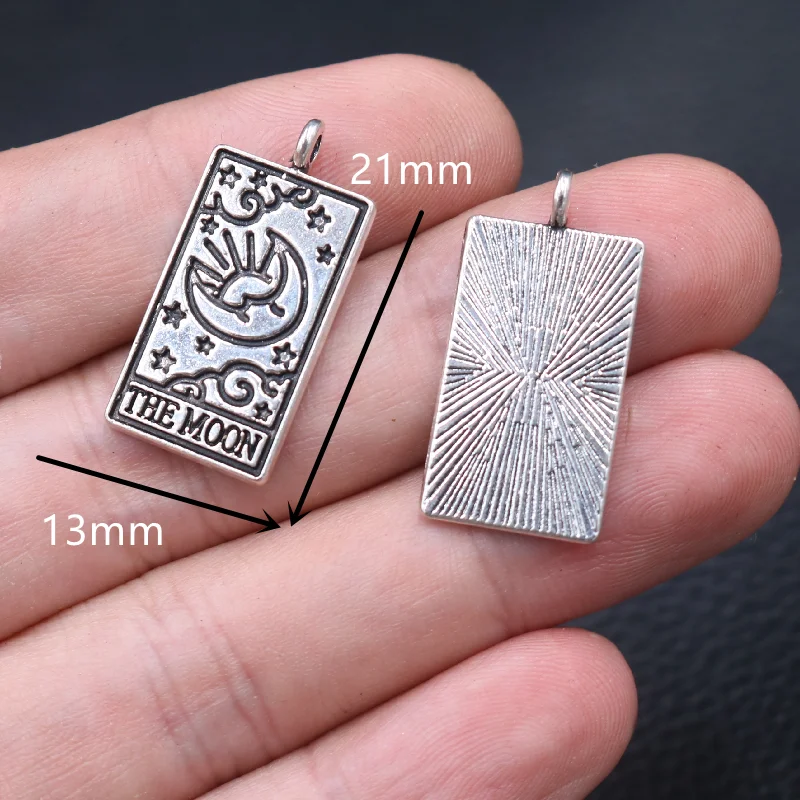 10pcs Silver Plated Retro DivinationTarot Card Sun/Moon/World/Metal Pendant DIY Charm Necklace Bracelet Jewelry Crafts Making