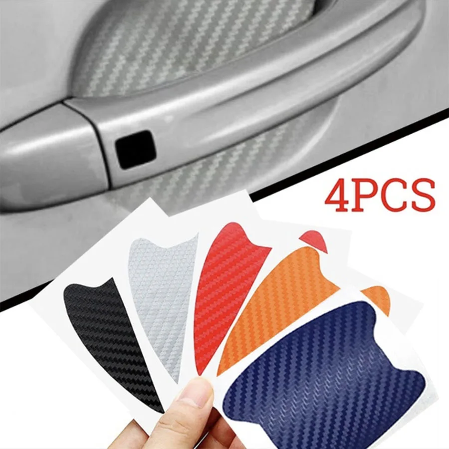 

4Pc Car Door Handle Protection Sticker Anti Scratch Paster Auto Doorknob Carbon Fiber Protector Auto Exterior Accessories