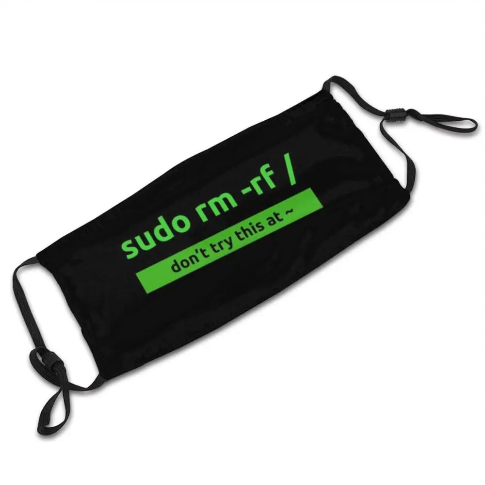 Sudo linux programação comando padrão personalizado lavável filtro pm2.5 adulto crianças máscara init programador engraçado desenvolvedor