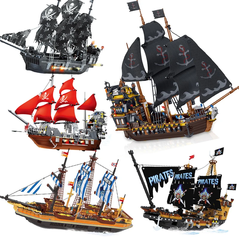 

MECUMON Pirates Ship Caribbean Model kit Black Pearl Ghost corsair Building Blocks DIY brick kids toys Children classic MOC