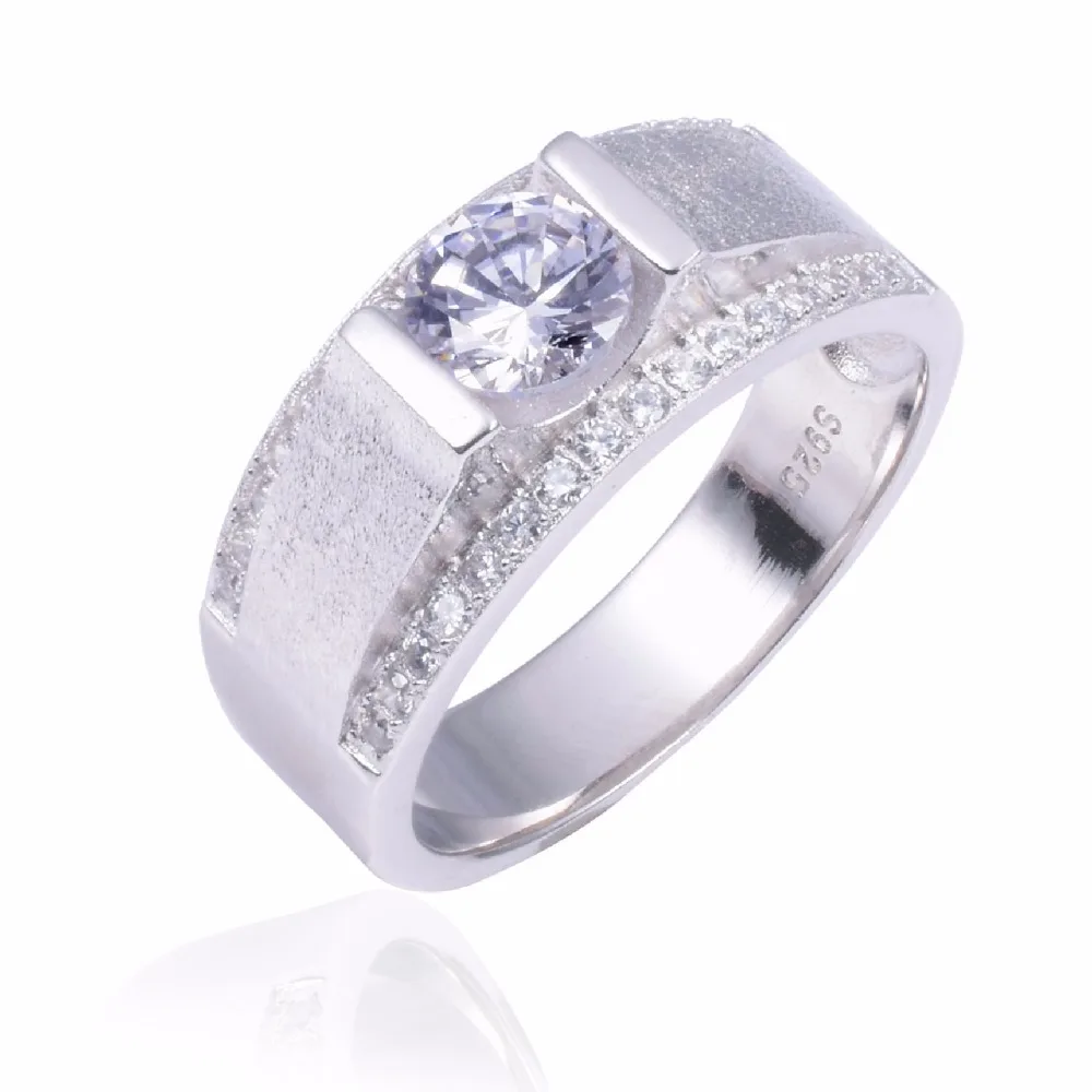 

Real Solid 100% 925 Sterling silver Rings Wedding Jewelry for Men Luxury Round cut 1.2ct Simulated Diamond Ring US Size 8-13
