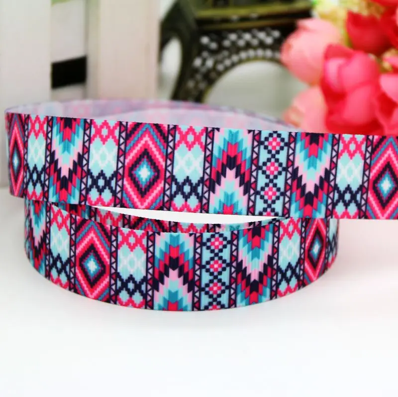 DHK 7/8'' 5yards tribal arrow printed grosgrain ribbon headwear hair bow diy party decoration OEM Wholesale 22mm E1136