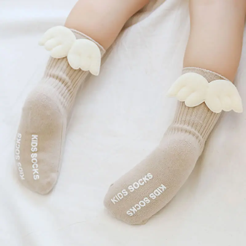 Wings thin cotton newborn baby socks boy girl round neck socks children loose summer lovely children\'s waist socks