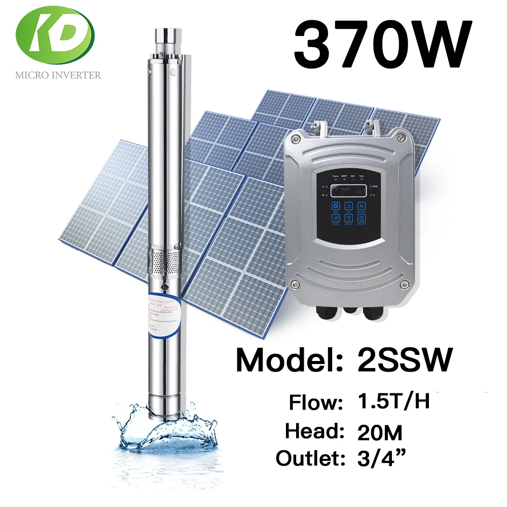 

2inch 48V 370W Permanent Magnet Synchronous Motor Solar Deep Well Pump Brushless Submersible Home Water Pump For Agricultural