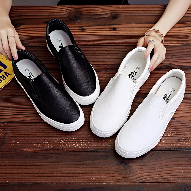 Fashion Cool Young Men Street Shoes Soft Mens Casual Shoes Brand Loafers Male Footwear Black White Shoes KA3764