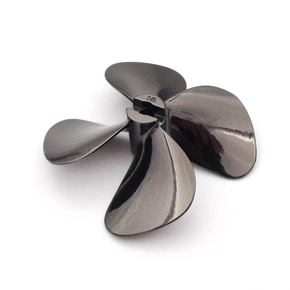 1PC RC Boat Metal Propeller 4-Blades 4mm Shaft Right Left Hand 55mm Prop for RC Boat Fishing Bait Tug Marine Cruise ROV