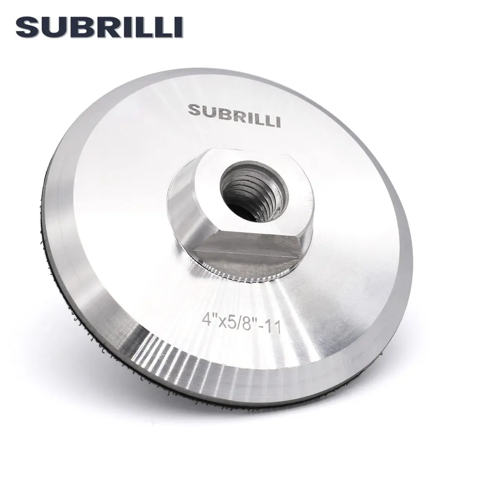 SUBRILLI 4 Inch Aluminum Backer Pad 100mm Diameter M14 5/8-11 Thread Backing Plate Holder For Polishing Pad Angle Grinder