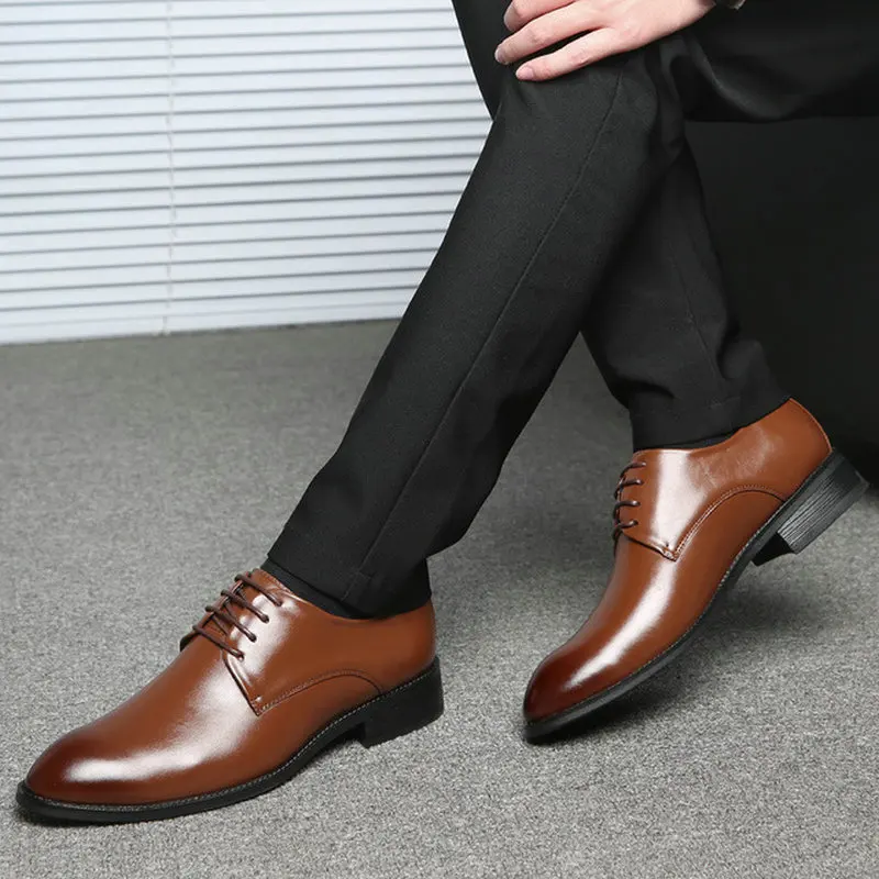 Men Dress Shoes Luxury Fashion Men Formal Leather Pointed Toe Shoes  Wedding Shoes Men Business Casual Oxford Shoes  D12-25