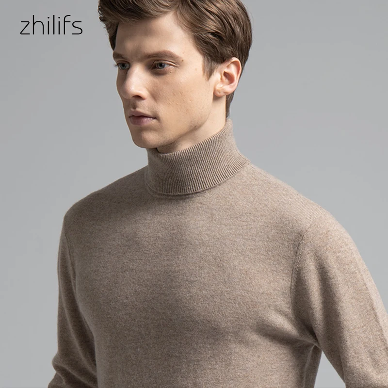 Men 100 pure Cashmere sweater men's High Neck Knitted Sweater and winter, thickened cashmere warm sweater Oversized Menswear