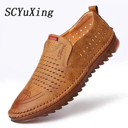 2025 Summer Men Microfiber Leather Shoes 38-44 Anti-slip Soft Tendon Bottom Outsole Man Casual Bussiness Youth Leather Loafers