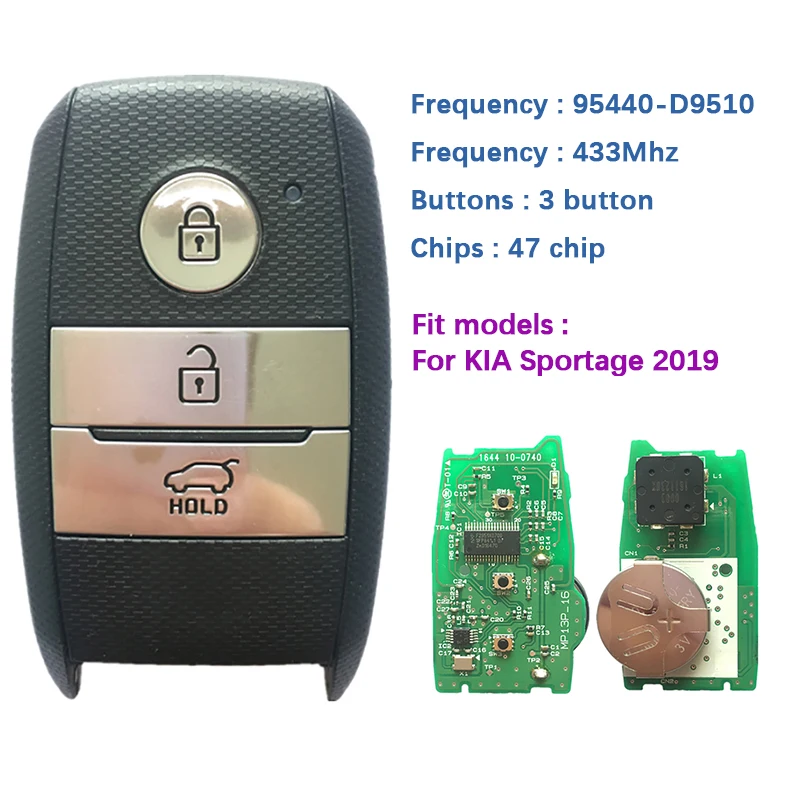 CN051088 originale/Aftermarket 3 pulsanti Smart Key 433MHz 47 Chip FCCID 95440-D9510 per KIA Sportage 2019