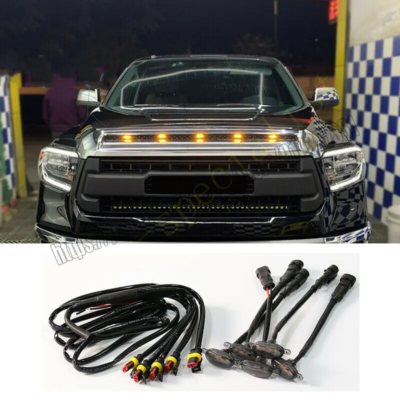 

Накладка на решетку радиатора, светодиодная, 5 шт., для Toyota Tundra 2008 2019 2020