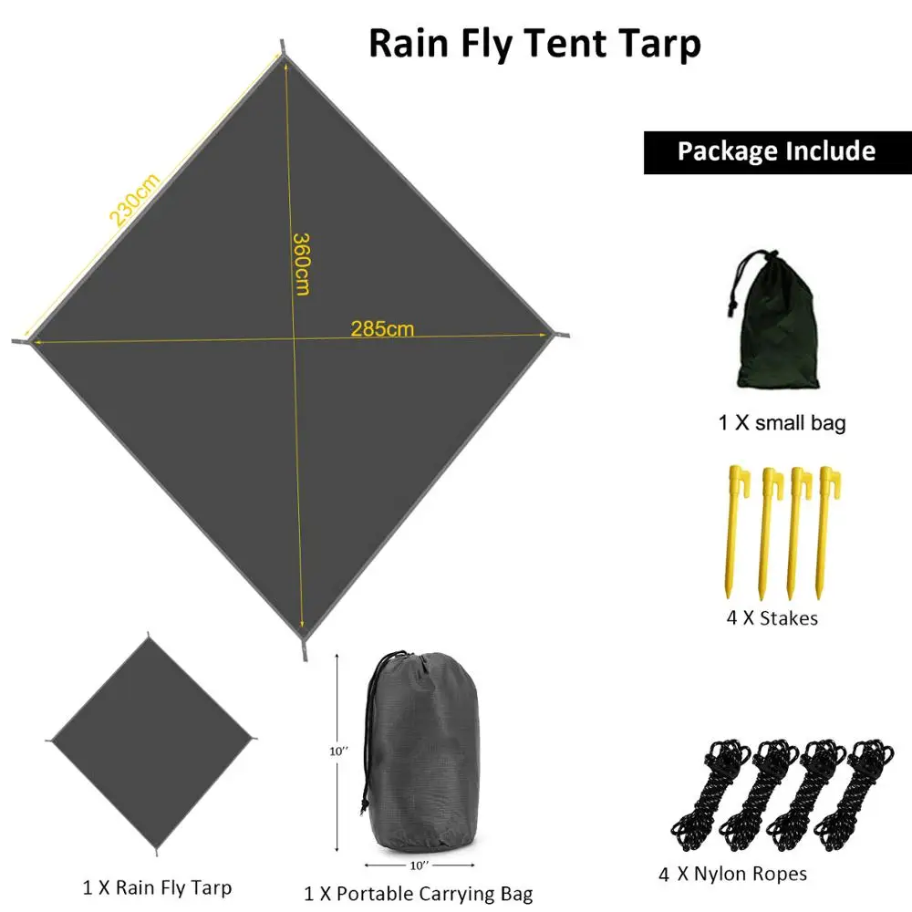 Outdoor Camping Hammock with Mosquito Net and Sun Shelter, Portable Double Parachute Swing Hammocks Tent Tarp Rain Fly