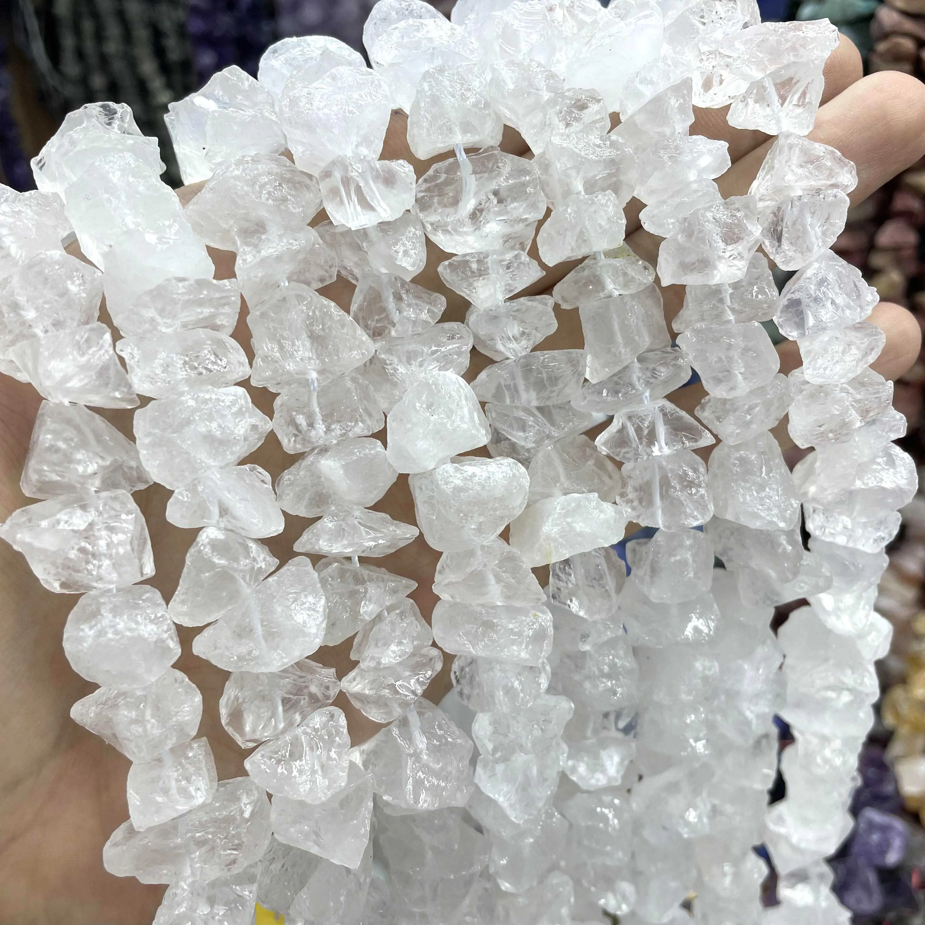 8-12mm Natural Irregular Freeform White Crystal Stone Spacer Beads Minerals Diy Bracelet Necklace Jewelry Making Earrings 7.5