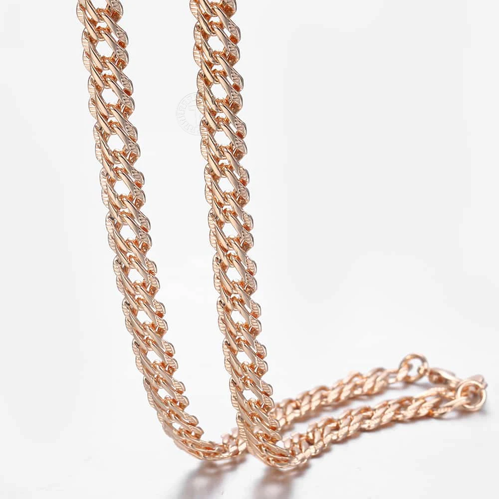 Fashion 7mm Womens Mens Necklace 585 Rose Gold Color Hammered Venitian Link Chain Necklace Jewelry 20inch 24inch DCN08