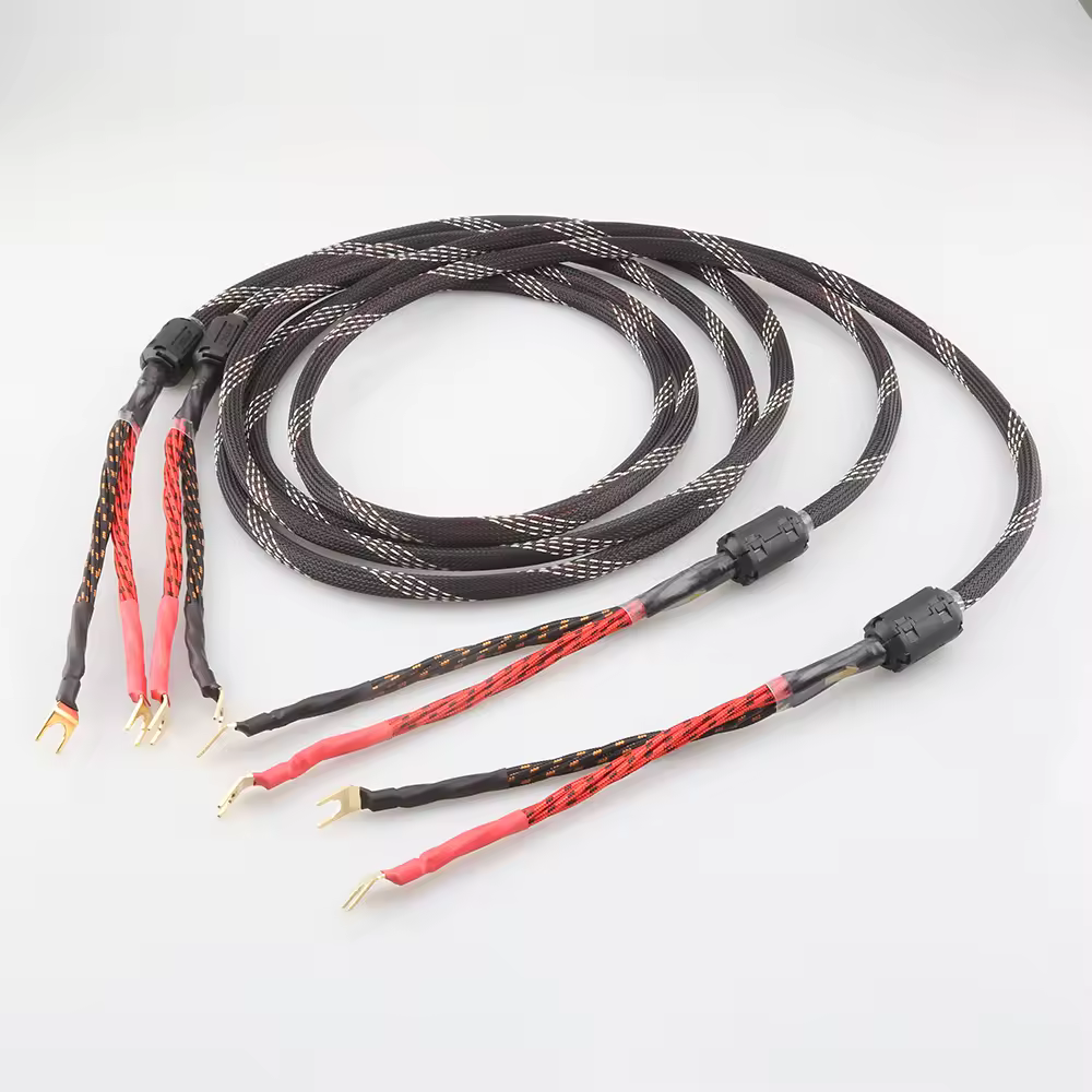 כבל רמקול Audiocrast HIFI זוג אחד עם מגבר HI-End 4N OFC כבל רמקול עם תקע בננה / ספייד