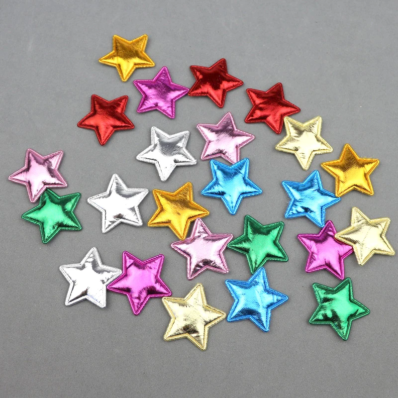 20/50/100Pcs Pentagram Glossy Cloth Appliques DIY Children's Hair Accessories Hairpin Making Materials/Cake Insert Decorations