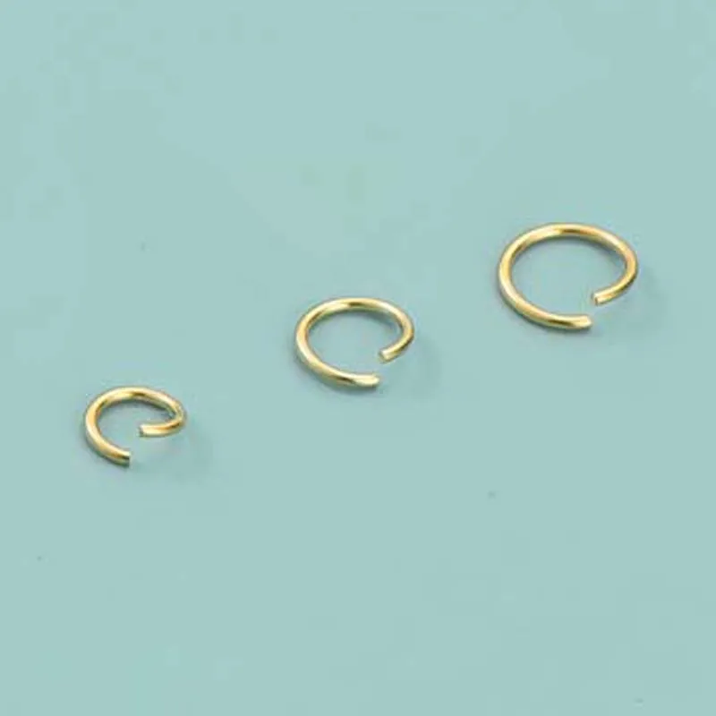 Authentic Real Pure Solid 925 Sterling Silver Open Jump Rings Split Ring 18K Gold Connectors Jewelry Making Findings