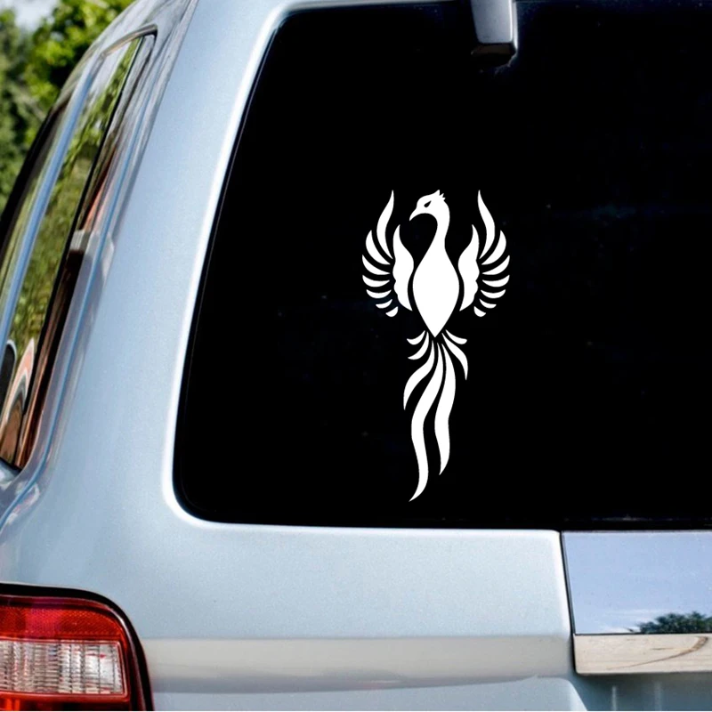 Phoenix Graphic Vinyl Sticker Car Window Decor , Phoenix Silhouette Pattern Laptop Decals for Apple MacBook Air / Pro Decoration