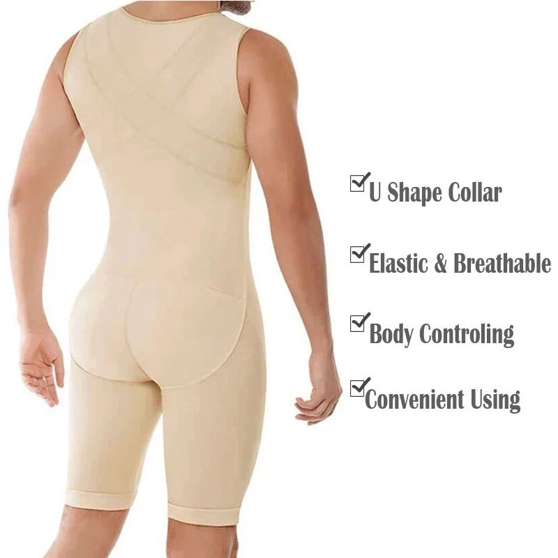 Full Body Shapewear for Men Slimming Bodysuit Corset Waist Trainer Thigh Trimmer Butt Lifter Underwear Plus Size Shaper Girdle