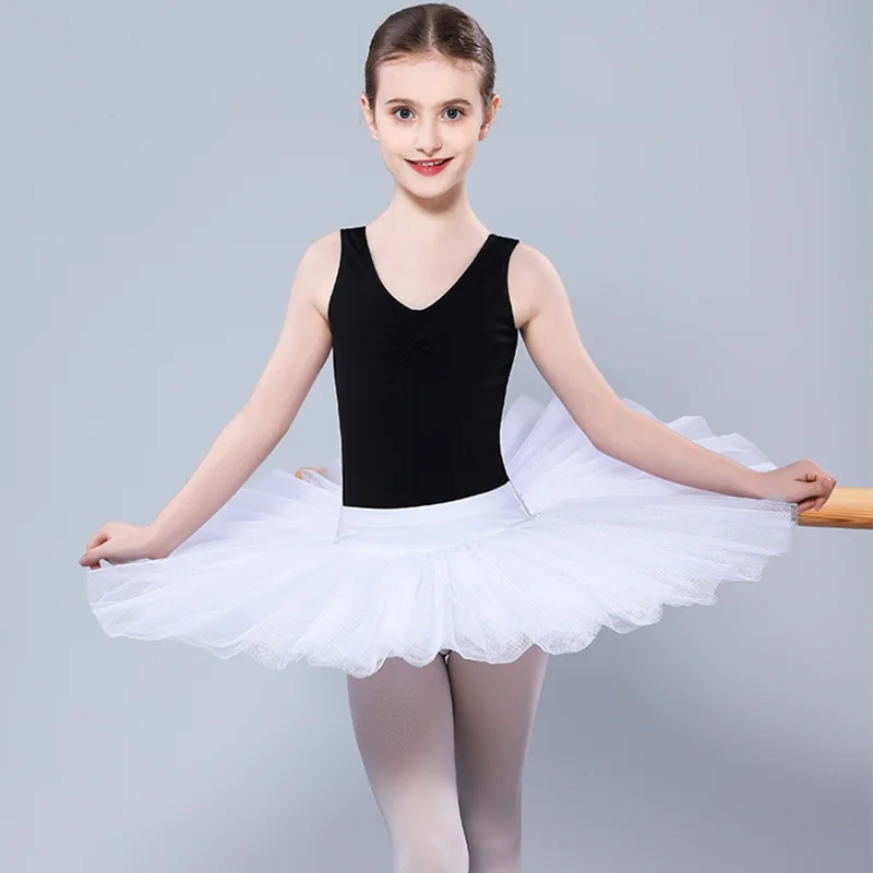 Niña niños rendimiento Ballet clásico baile lago de los cisnes tutú blanco negro malla dura falda de tul tutús con calzoncillos al por mayor