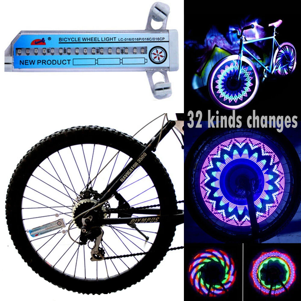 32 Patterns Cool LEDs Colorful Rainbow Bike Spoke lamp Safety Night Cycling lighting Bicycle Wheel Light Signal