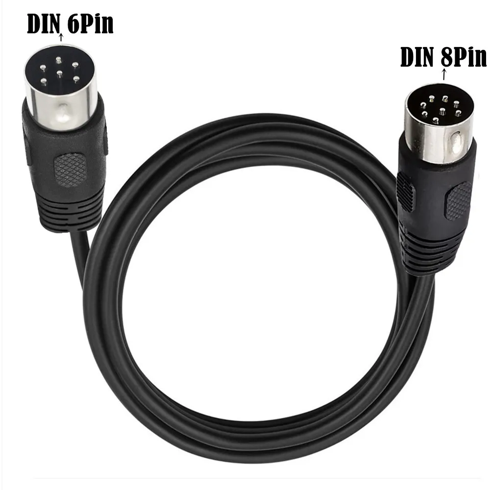 MIDI 8 Pin Din Male TO 6 Pin Male Audio Data Signal Cable 1.8meter