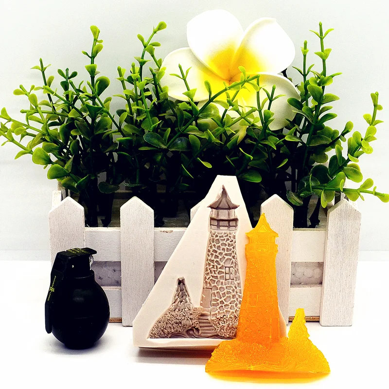 Tower Lighthouse Shape Silicone Mold Kitchen Resin Baking Tool DIY Cake Pastry Fondant Moulds Chocolate Dessert Lace Decoration