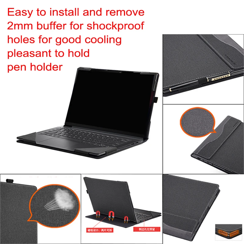 Imagem -02 - Estojo Destacável para Asus 14 Flip Oled Up3404 Un5401 Up5401 Um3402 Laptop Notebook Sleeve pu Cover Bolsa 14 Pele Protetora