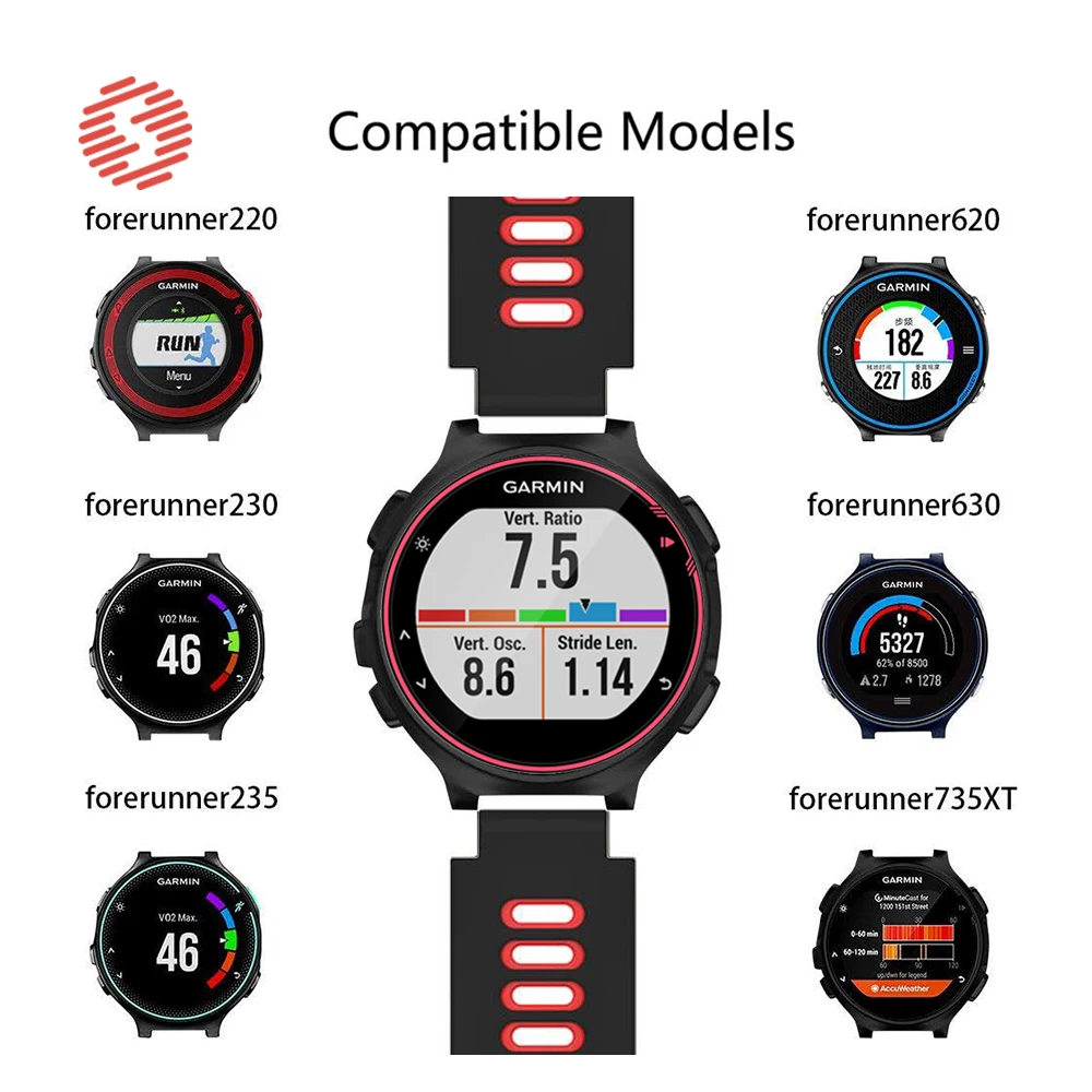 ShengOne Soft Silicone Bracelet Strap for Garmin Forerunner Series 220 230 235 620 630 735XT Watch Band Replacement for Garmin