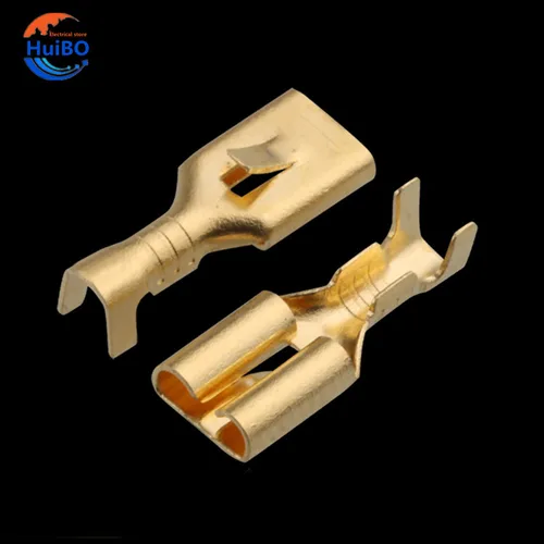 Imagen 1 del producto 100 Uds H62 latón 4,8 resorte de enchufe de púas DJ621-E4.8A prensado 0,2-0,75 mm2 oro