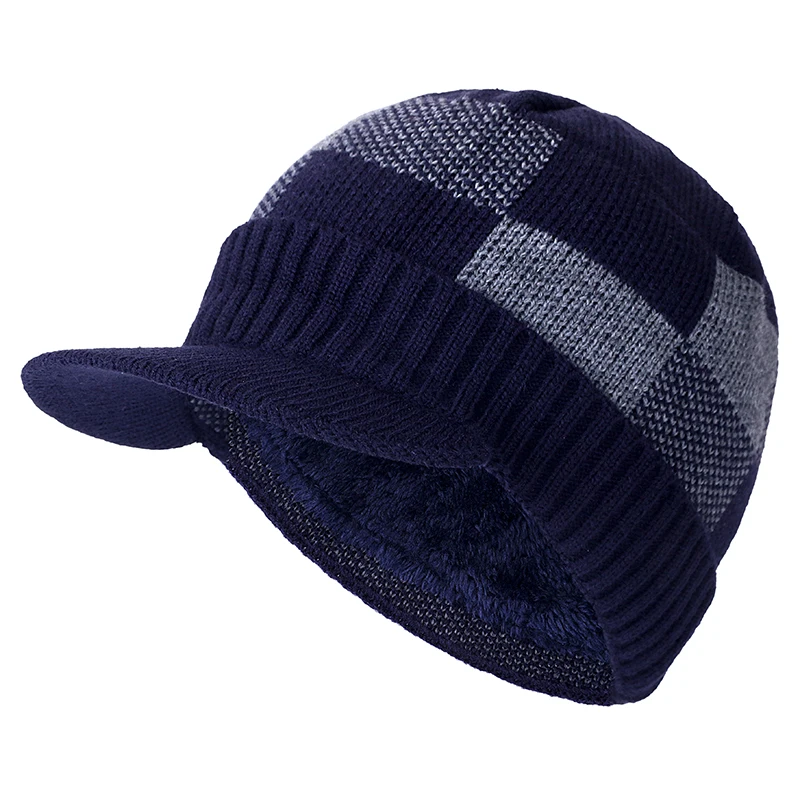 Chapéu de malha de algodão masculino e feminino, aba de pele, skullies, gorros, gorro, tampas de lã, alta qualidade, inverno