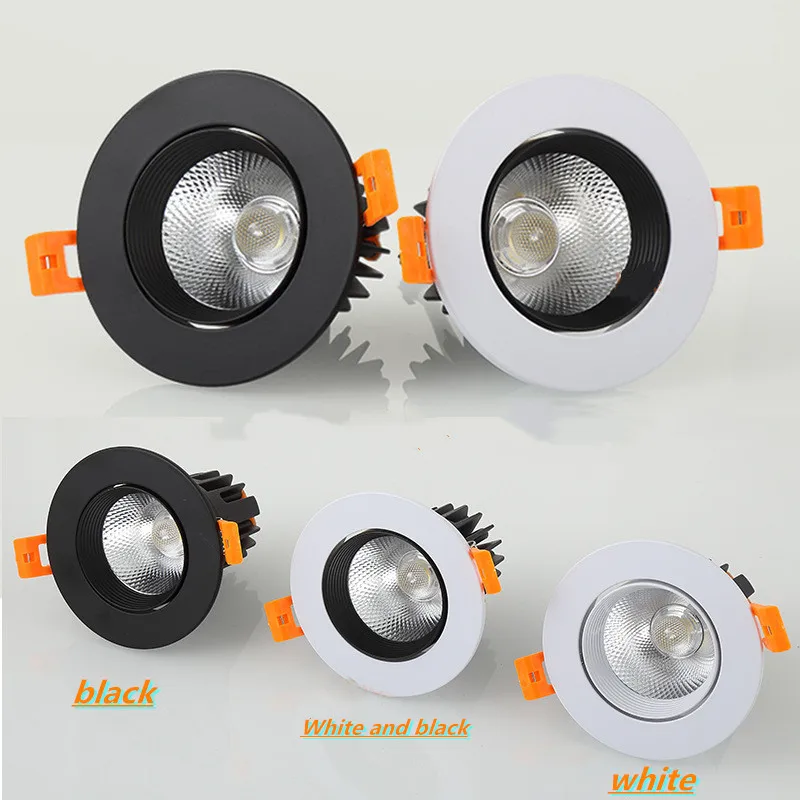 

Recessed Dimmable Round Anti Glare COB LED Downlights 7W 9W 12W LED Ceiling Spot Lights Background Lamps Indoor Lighting