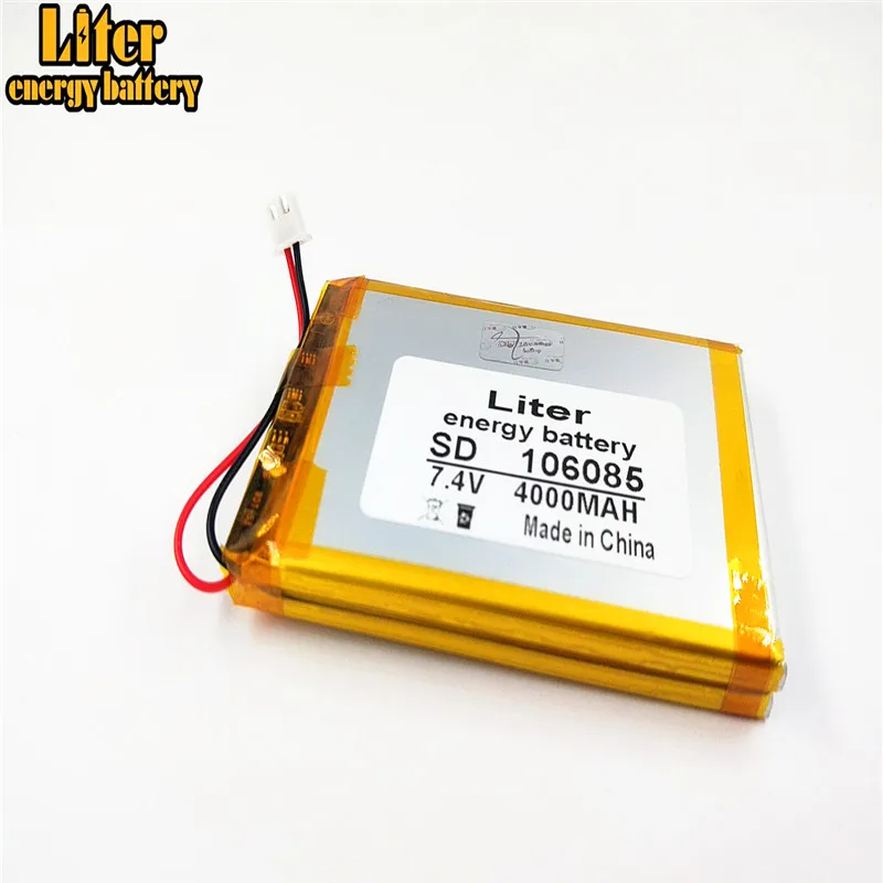 XH2.5/2P złącze 7.4V 4000mAh 106085 polimerowy akumulator litowo-jonowy do DVD miernik z celownikiem satelitarnym WS6902 WS6912 WS6909 WS6918 WS6922