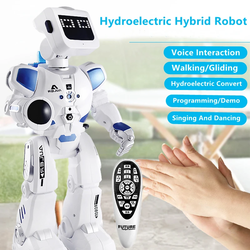 

Smart Programming Demo Hydroelectric Hybrid RC Robot Voice Control Interaction Walk/Glide Singing And Dancing Eductional RC Toy