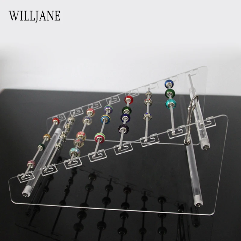 Acrylic Jewelry Display Stand Holder with Charm Rods for Rondelles Charms Earrings Pendant Trollbeads Spacers Storage Organizer view 3