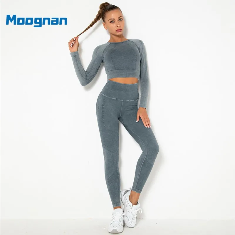 

Seamless Women Yoga Set Gym Clothing LongSleeve Crop Top High Waist Leggings Workout Sportswear Fitness Sport Suit Yoga Clothing