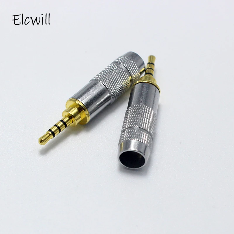 2.5mm jack 3 pólo 4 adaptador conector macho para diy fone de ouvido estéreo fone de ouvido/reparação fone de ouvido alto-falante com metal escudo