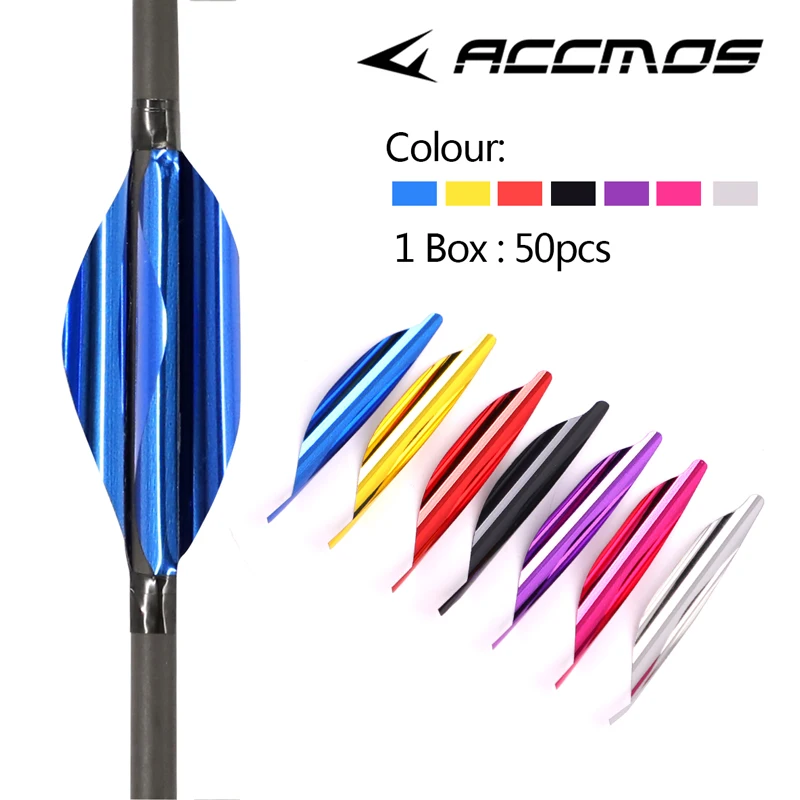 50pcs/box 1.8inch Spiral Feather Archery Spin Vanes Left/Right Wing DIY Arrow Archery With Sticker Tape Arrow Accessories