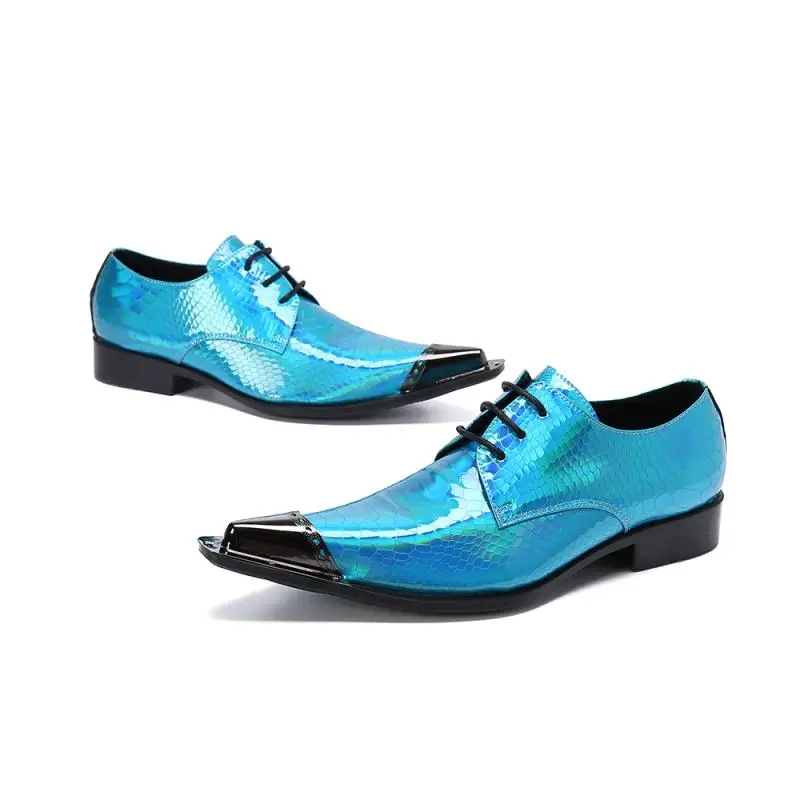 

Summer Mens Party Dress Shoes Blue Golden Casual Business Shoes Nightclub Bars Career Work Pointed Toe Men Shoes Big Yards 45 46