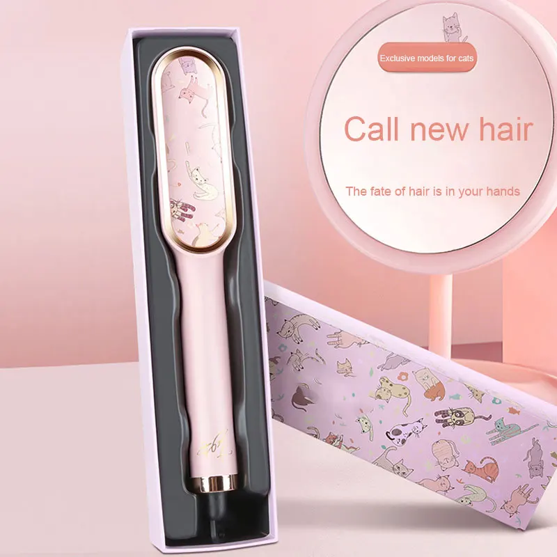 Ceramic Straight-Rolling Dual-Purpose Brush, Electric Comb, Flat Iron, Anti-Static, No Hair Damage, Hairdressing Tools