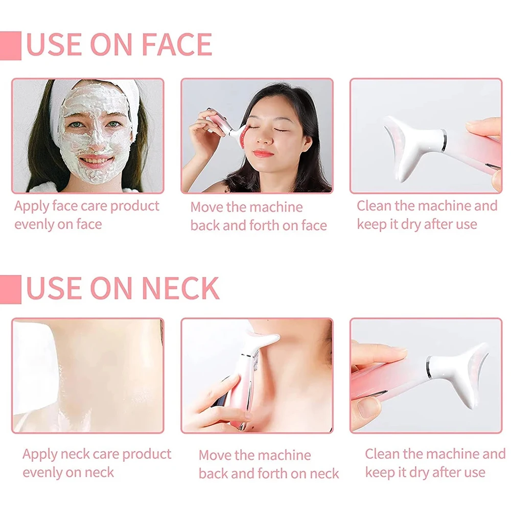 คอหน้านวด3สี LED Photon Therapy Face คอต่อต้านริ้วรอยกำจัดคู่คางยก Skin Care Beauty อุปกรณ์