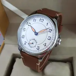 GEERVO No logo 44mm Rice white dial Arabic number Orange hand Manual mechanical men's Watch Seagull ST3621 movement