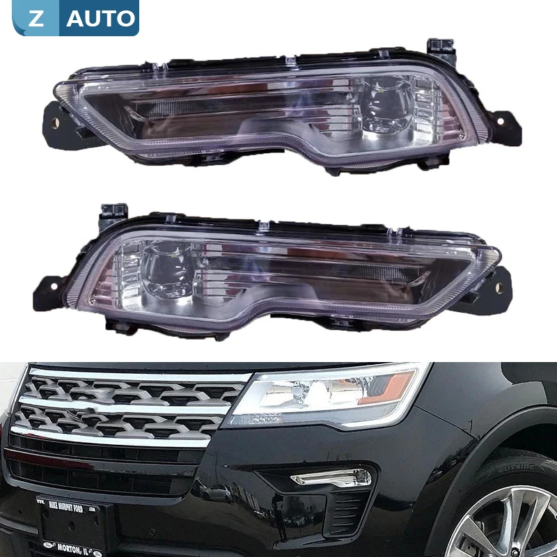 

For Ford Explorer 2018 2019 Front Bumper fog Light Small Light Daytime Running Light LED DRL Lamp Frame Cover Fog Lamp Assembly