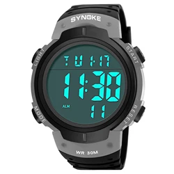 SYNOKE Men Digital Watch Alarm LED Watches Electronic Clock Large Dial Outdoor Waterproof Military Sports Watch For Men Watches