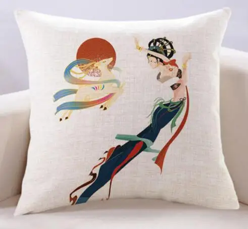 

Classical Dunhuang beauty figure cloth art pillowcase linen sofa cushion cover