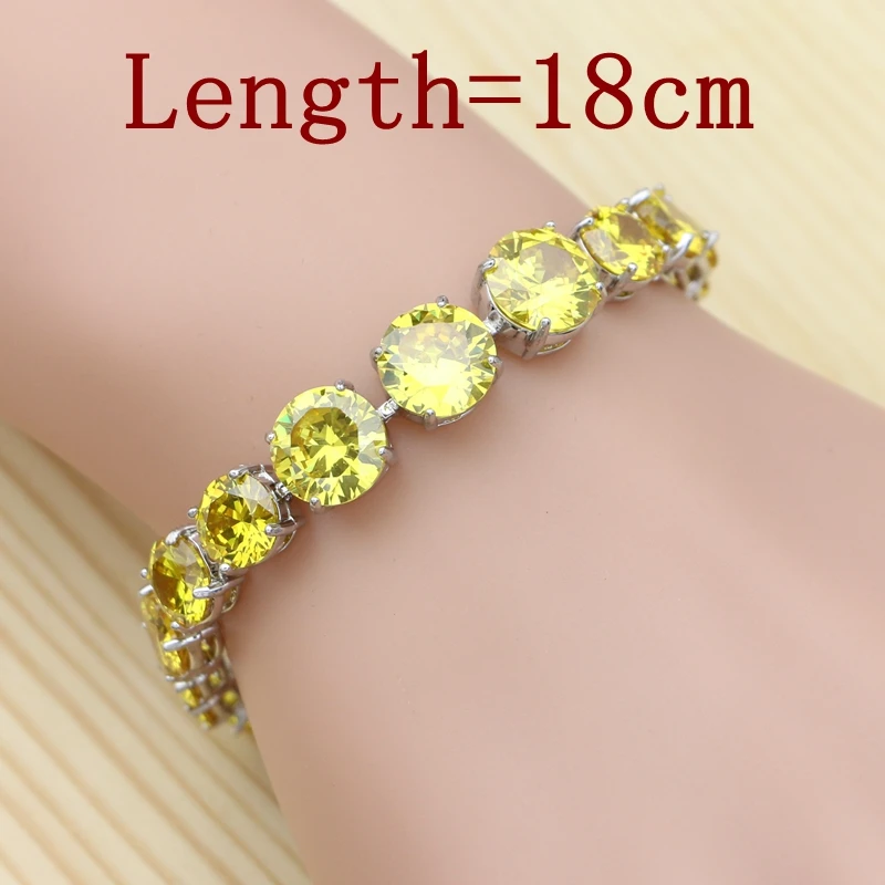 Silver 925 Jewelry Sets For Women Party Accessories Yellow Cubic Zirconia White Crystal Ring Bracelet Necklace Pendant Earrings